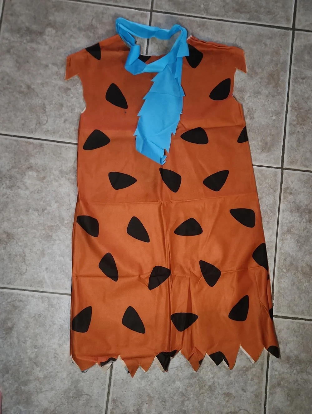 Classic Kids Orange Flintstone Costume with Blue Necktie